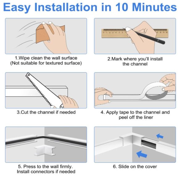 Cord Channel Cable Concealer - Messy Cable is Solved! - Picture 3 of 12